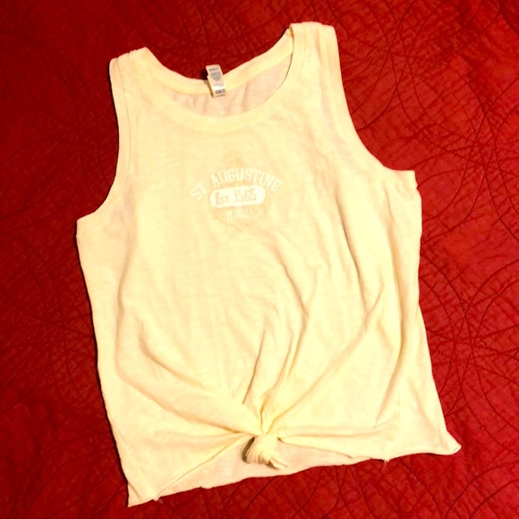 Girls tie front tank top. Cream colored. Beachy casual. Size 14/XL. - Picture 1 of 4
